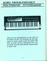 Предварительный просмотр 2 страницы Korg Poly-800 Owner'S Manual