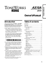 Preview for 2 page of Korg Toneworks AX10A Owner'S Manual