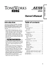 Preview for 3 page of Korg ToneWorks AX10B Owner'S Manual