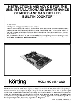 Preview for 1 page of KORTING HK 7417 GMX Instructions And Advice For The Use, Installation And Maintenance