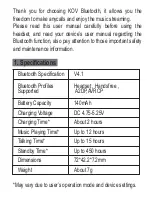 Preview for 2 page of KOV SBT211 User Manual