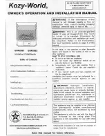 Предварительный просмотр 1 страницы Kozy-World GSN2821 Owner'S Operation & Installation Manual