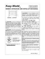 Kozy-World GSN3021R Owner'S Operation And Installation Manual preview