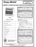 Предварительный просмотр 1 страницы Kozy-World KGH 301 Owner'S Operation And Installation Manual