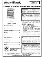 Preview for 1 page of Kozy-World KWN111 Owner'S Operation And Installation Manual