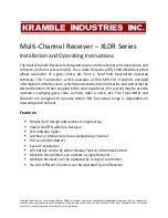 KRAMBLE INDUSTRIES XLDR Series Installation And Operating Instructions Manual предпросмотр