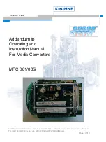 Preview for 1 page of KROHNE MFC 081 Addendum To Operating And Instruction Manua