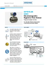 Preview for 1 page of KROHNE OPTIFLUX 6000 Quick Start Manual