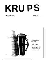 Предварительный просмотр 1 страницы Krups Optifruit 291 Instructions For Use Manual