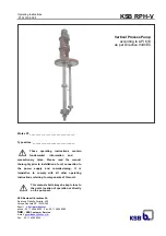 KSB RPH-V Operating Instructions Manual preview