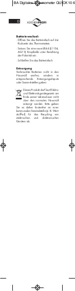 Preview for 4 page of Küchenprofi Digital Thermometer QUICK Instruction Manual