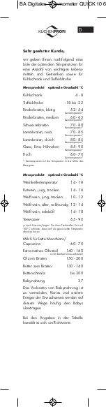 Preview for 5 page of Küchenprofi Digital Thermometer QUICK Instruction Manual