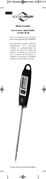 Preview for 10 page of Küchenprofi Digital Thermometer QUICK Instruction Manual