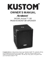 Preview for 1 page of Kustom Ardent 18S Owner'S Manual