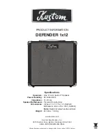 Preview for 1 page of Kustom DEFENDER 1x12 Specification