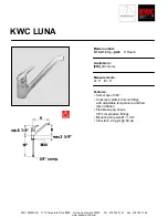 Предварительный просмотр 1 страницы KWC LUNA K.10.A1.23 Specification Sheet