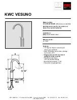 Preview for 1 page of KWC Vesuno K.12.VB.92.700A26 Specification Sheet