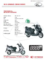 Предварительный просмотр 1 страницы KYMCO 125 GRAND DINK MMC Specifications