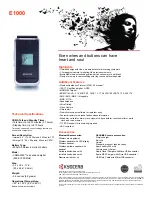 Предварительный просмотр 1 страницы Kyocera Deco E1000 Specifications