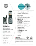 Предварительный просмотр 1 страницы Kyocera KX16 - Candid Cell Phone Specifications