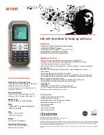 Kyocera Lingo M1000 Specifications preview