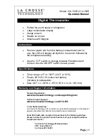 Preview for 1 page of La Crosse Technology 314-152B Operation Manual