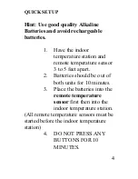 Preview for 4 page of La Crosse Technology Wireless 433 MHz Temperature Station WS-9014U Instruction Manual