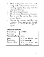 Preview for 21 page of La Crosse Technology WS-7013U Instruction Manual