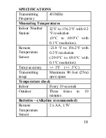 Предварительный просмотр 18 страницы La Crosse Technology WS-7208U Instruction Manual