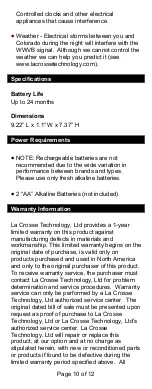 Предварительный просмотр 10 страницы La Crosse Technology WT-8008U Manual