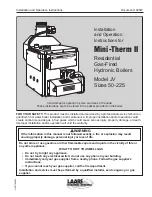 Preview for 1 page of Laars Mini-Therm II JV Installation And Operation Instructions Manual