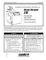 Laars MINI-THERM JX Series Installation And Operation Instructions Manual preview