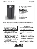 Preview for 1 page of Laars NTV1000 Installation And Operation Instructions Manual