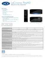 Предварительный просмотр 2 страницы LaCie LaCinema PlayHD Datasheet