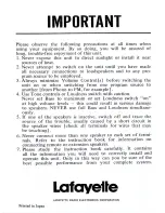 Preview for 2 page of Lafayette LR-120DB Operating & Service Manual