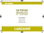 Preview for 1 page of Lagrange friteuses PRO Instruction Book
