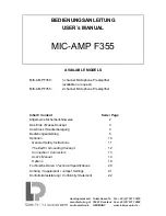 Lake People MIC-AMP F355 User Manual preview