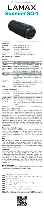 LAMAX Sounder SO-1 User Manual предпросмотр