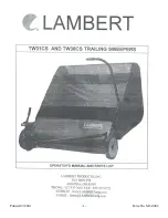 LAMBERT TW31CS Operators Manual And Parts Lists preview