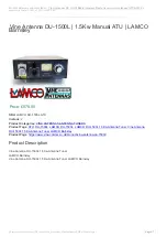 LAMCO Vine Antenna DU-1500L ATU Manual preview