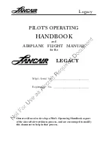 Preview for 1 page of Lancair Legacy Pilot'S Operating Handbook And Flight Manual