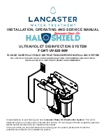 Preview for 1 page of Lancaster Clear-Flo Haloshield 7-LWT-UV410-009 Installation, Operating And Service Manual