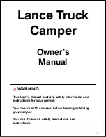 Lance Truck Camper Owner'S Manual preview
