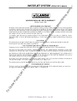 Preview for 9 page of Landa WATER JET SYSTEM Operator'S Manual
