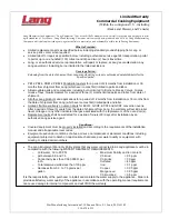 Preview for 18 page of Lang 2124ZRCB Installation And Operation Instructions Manual