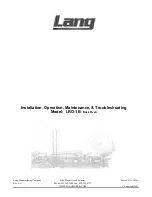 Preview for 1 page of Lang LRO-1E Installation, Operation, Maintenance, & Troubleshooting