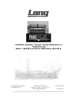 Lang PANE BELLA UNO PB-12 Installation, Operation, Concept Training, Maintenance, & Troubleshooting preview