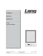 Lang PF-H-1 Installation Operation & Maintenance preview