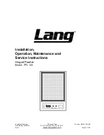 Lang PFL 120 Installation, Operation, Maintenance And Service Instructions preview