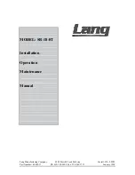 Предварительный просмотр 1 страницы Lang SR-18-8T Installation, Operation & Maintenance Manual